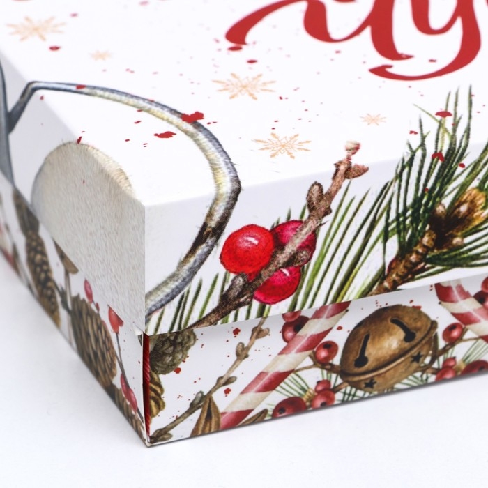 Новый год. Коробка подарочная новогодняя складная, Новый год. Коробка подарочная новогодняя складная, "Акварель", 21 х 15 х 5,7 см
