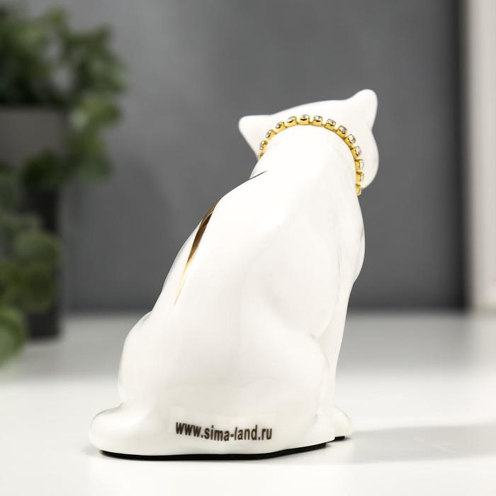 Сувенир керамика Сувенир керамика "Белая кошечка с ожерельем" с золотом, стразы 10,2 см