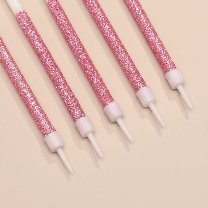 Свечи для торта Свечи для торта "Блестящее сияние", 6 шт, белые с розовым