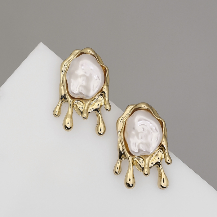 Серьги с жемчугом «Эксклюзив» таяние, цвет золото Серьги с жемчугом «Эксклюзив» таяние, цвет золото