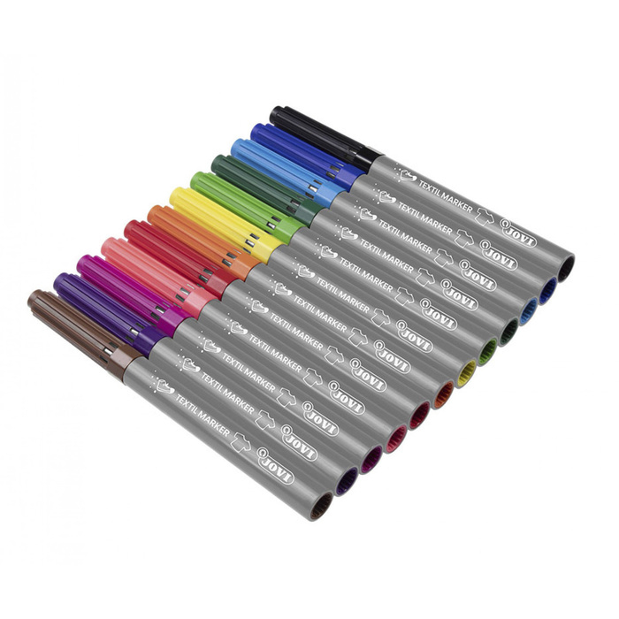 Фломастеры для ткани 12 цветов, JOVI, европодвес Фломастеры для ткани 12 цветов, JOVI, европодвес