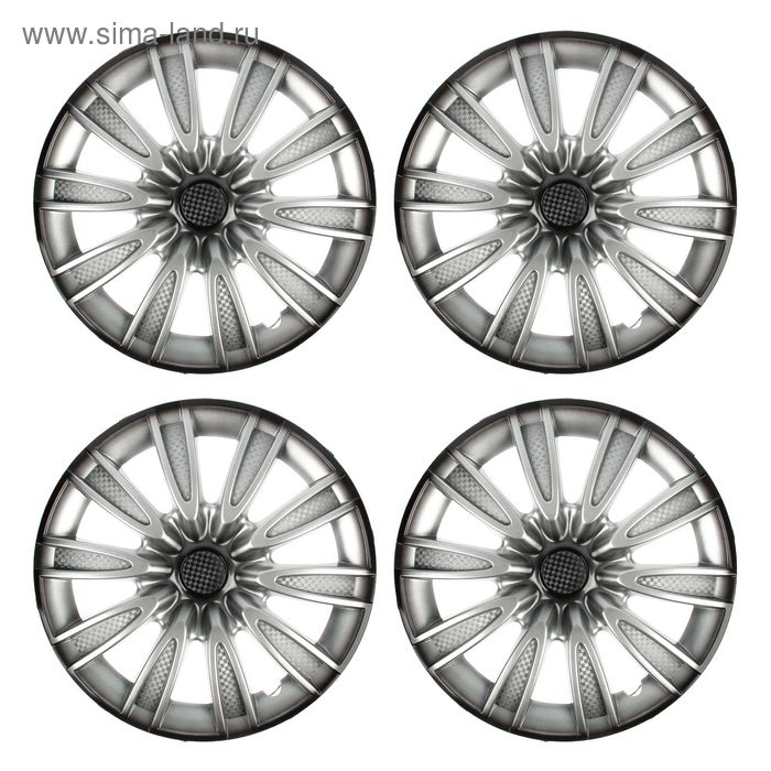 Колпаки колесные R14 Tornado, серебристо-черный карбон, набор 4 шт. Колпаки колесные R14 Tornado, серебристо-черный карбон, набор 4 шт.