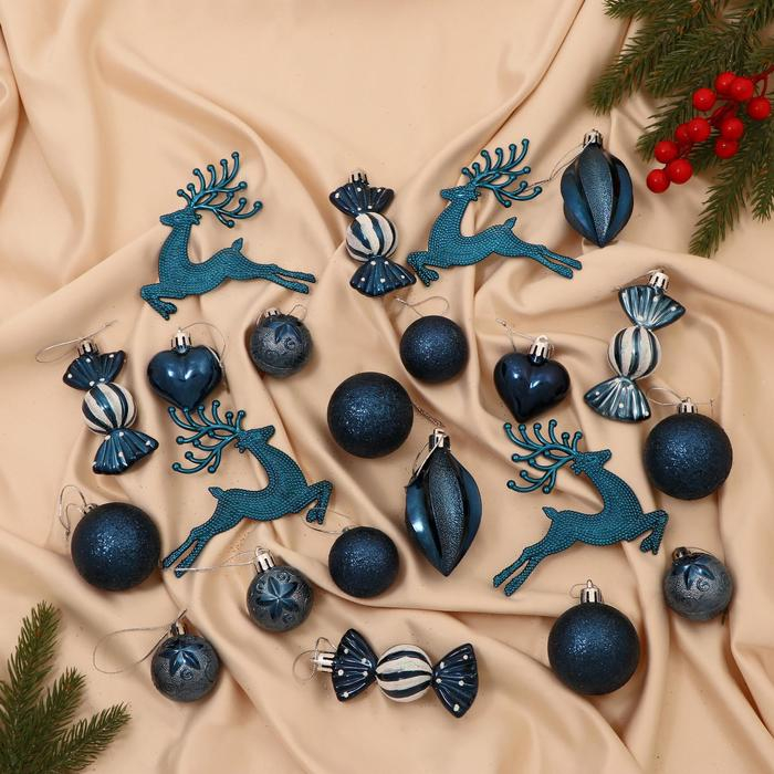 Набор украшений пластик 22 шт Набор украшений пластик 22 шт "Морозный день" синий