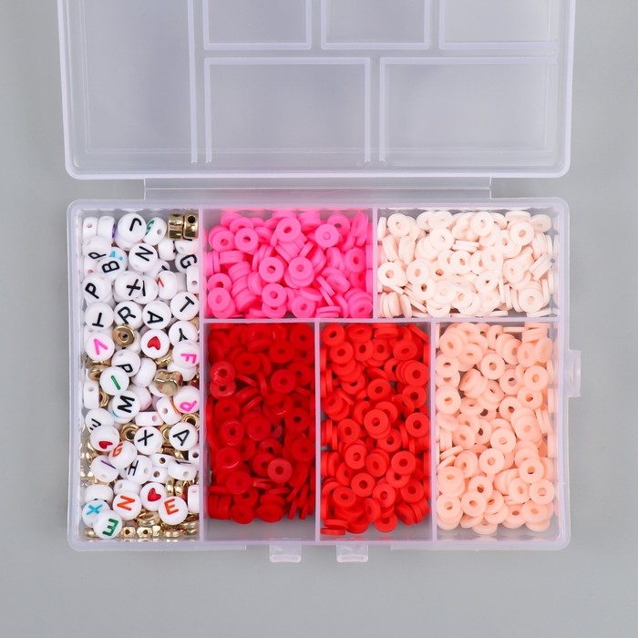 Бусины в шкатулке Бусины в шкатулке "Красные" нить 0,8 мм 5 м 12х8,4х2,2 см