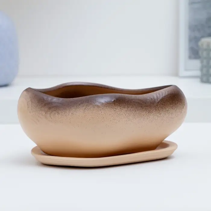 Горшок Горшок "Бонсай малый" для кактусов и суккулентов, бежевый, 17х14х8см