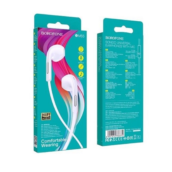 Наушники Borofone BM55 Sonido, вкладыши, микрофон, Jack 3.5 мм, кабель 1.2 м, белые Наушники Borofone BM55 Sonido, вкладыши, микрофон, Jack 3.5 мм, кабель 1.2 м, белые