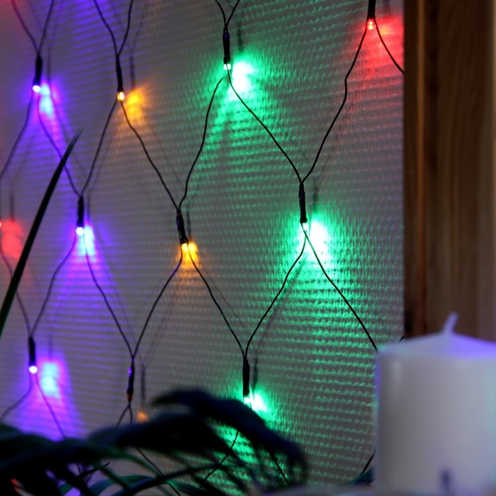Гирлянда «Сеть» 1.6 × 1.6 м, IP20, тёмная нить, 144 LED, свечение мульти, 8 режимов, 220 В Гирлянда «Сеть» 1.6 × 1.6 м, IP20, тёмная нить, 144 LED, свечение мульти, 8 режимов, 220 В