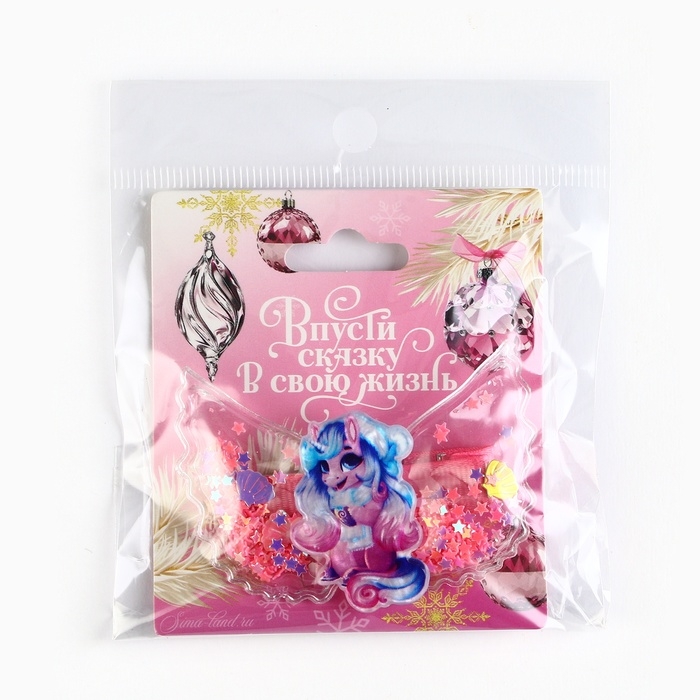 Заколка с шейкером новогодняя «Единорожек», на Новый год, 6 х 45 см Заколка с шейкером новогодняя «Единорожек», на Новый год, 6 х 45 см