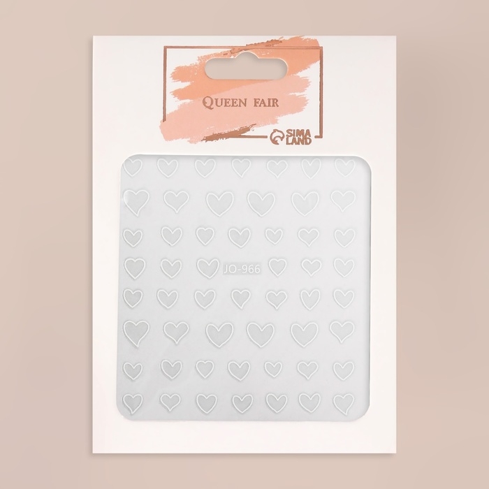 Наклейки для ногтей «Сердца», объёмные, цвет белый Наклейки для ногтей «Сердца», объёмные, цвет белый