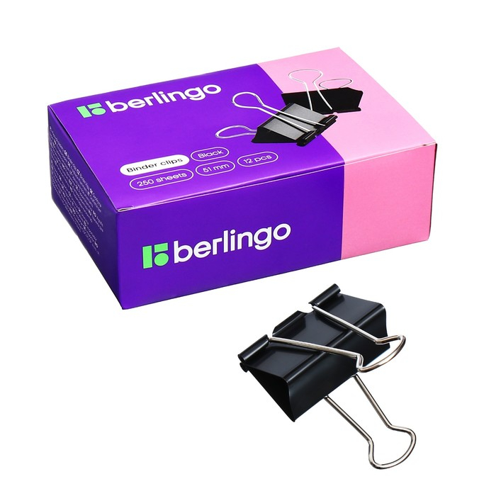 Зажимы для бумаг 51 мм, 12 штук, чёрные Зажимы для бумаг 51 мм, 12 штук, чёрные