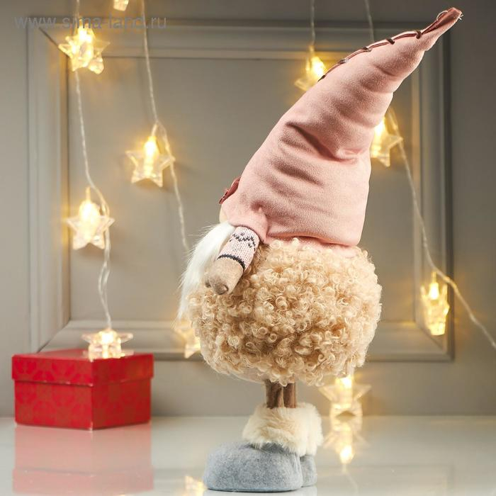 Кукла интерьерная Кукла интерьерная "Дедушка в меховой шубе и розовом колпаке" 48х16х21 см