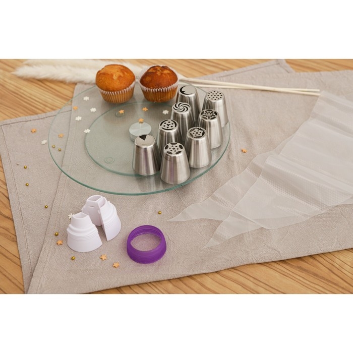 Набор кондитерский 12 предметов: 8 насадок d=3,7 см, адаптер d=4 см, 3 мешка 22×32 см, насадки МИКС Набор кондитерский 12 предметов: 8 насадок d=3,7 см, адаптер d=4 см, 3 мешка 22×32 см, насадки МИКС