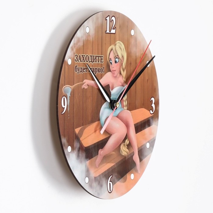 Часы настенные  Часы настенные "Заходите, будет жарко!", плавный ход, d-24 см