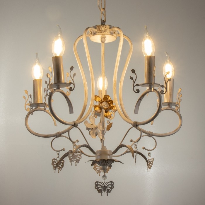 Люстра Люстра "Сандра" 5xE14 40Вт белый с золотой патиной 51х51х52-110 см BayerLux