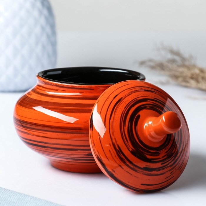 Сахарница Сахарница "Орнамент" 0,35л / 11х11см, оранжевая полоска