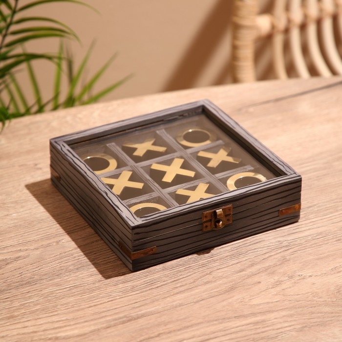 Игра настольная  Игра настольная "Крестики-нолики" 18х18 см, манговое дерево, латунь