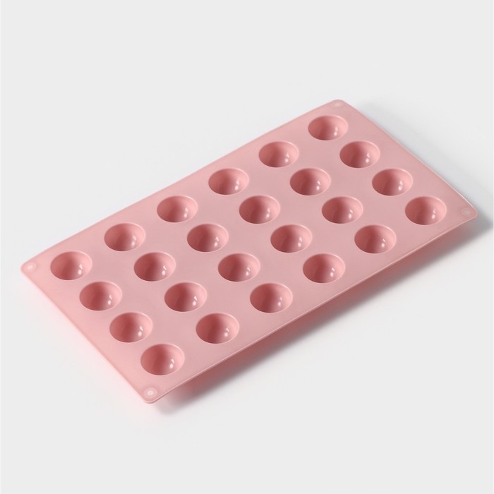 Форма для выпечки Доляна «Фигуры.Полусфера», силикон, 28,3×16,5 см, 24 ячейки (d=2,8 см), цвет розовый Форма для выпечки Доляна «Фигуры.Полусфера», силикон, 28,3×16,5 см, 24 ячейки (d=2,8 см), цвет розовый
