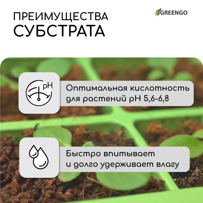 Субстрат кокосовый в брикете, 65 л, 30% чипсы и 70% торф, Greengo Субстрат кокосовый в брикете, 65 л, 30% чипсы и 70% торф, Greengo