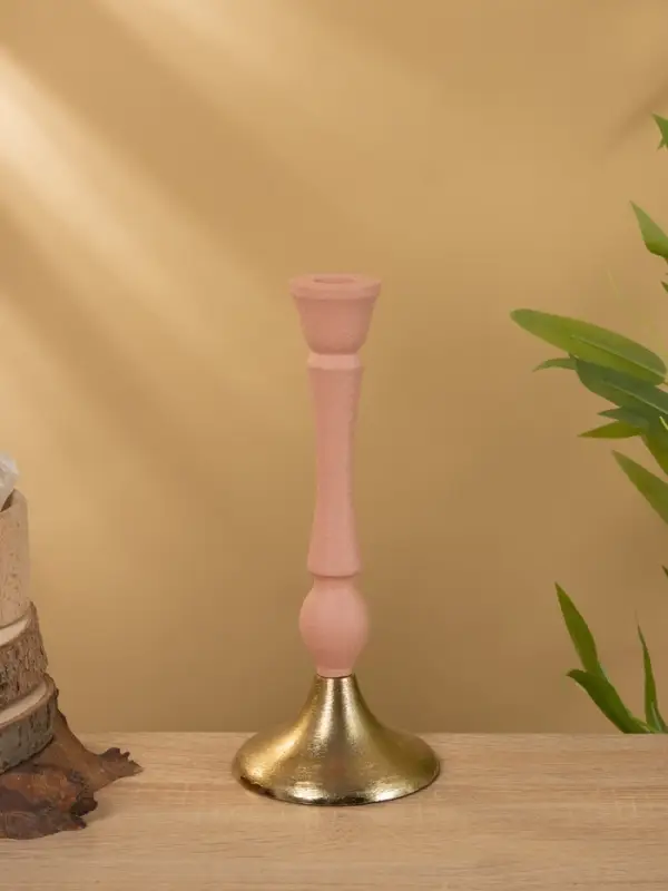 Подсвечник на 1 свечу "Пудровый" 10,5х10,5х25 см
