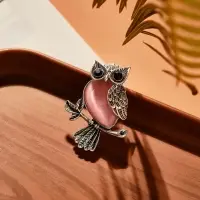 Брошь &laquo;Сова&raquo;, сиреневая в чернёном серебре