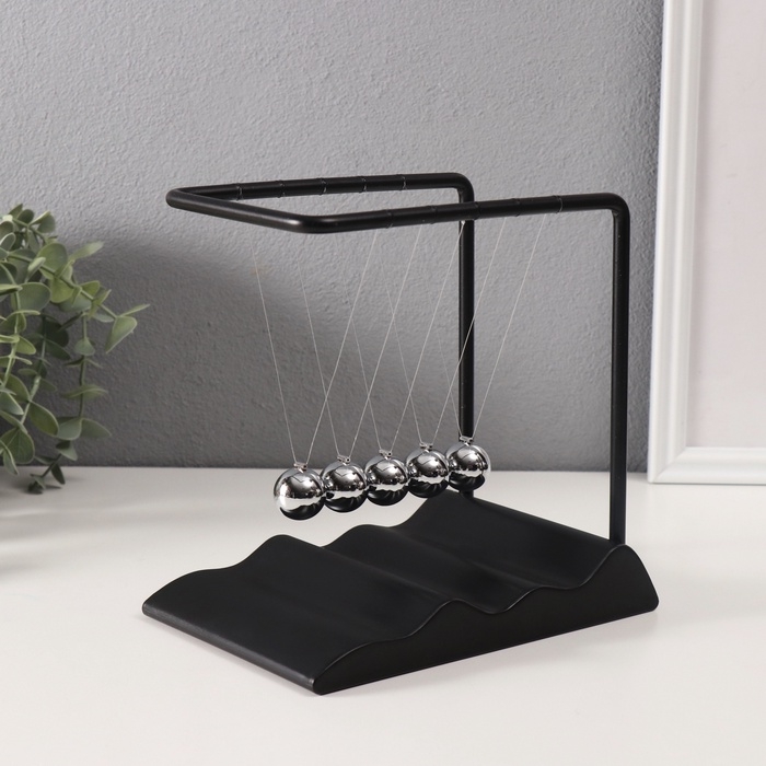 Маятник пластик Маятник пластик "Шары Ньютона. Водопад" чёрный 12,4х18,8х19,6 см