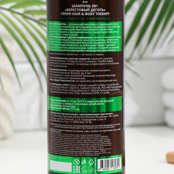 Шампунь 2в1 «Берестовый деготь» антипедикулез антиперхоть серии  Шампунь 2в1 «Берестовый деготь» антипедикулез антиперхоть серии "Hair and Body Therapy", 570 мл