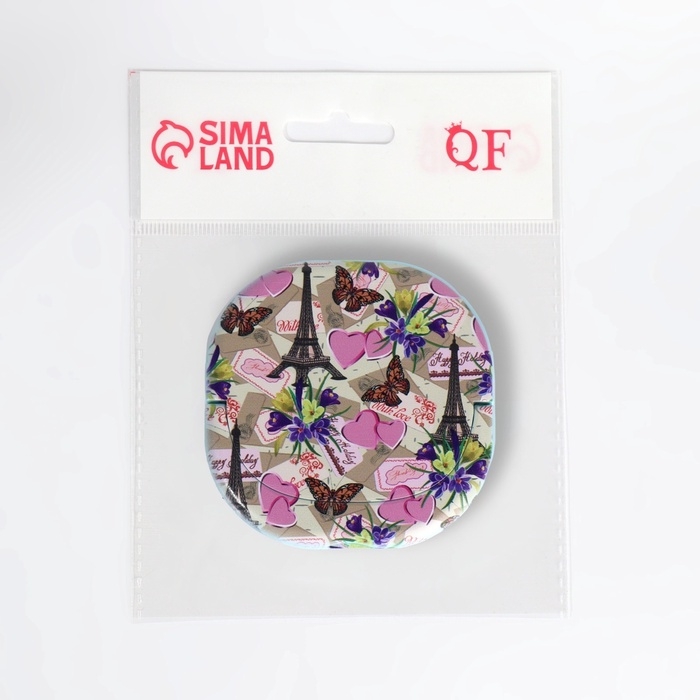 Зеркало карманное «Узор», с подставкой, 8 × 8 см, цвет фиолетовый Зеркало карманное «Узор», с подставкой, 8 × 8 см, цвет фиолетовый