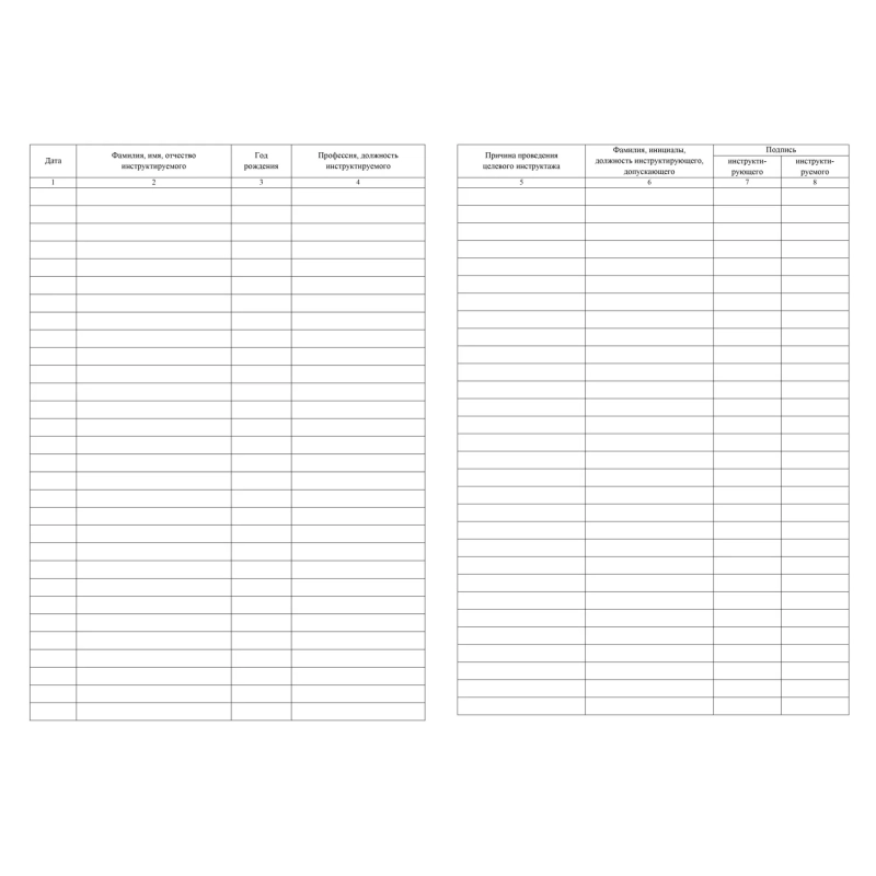 Журнал регистрации целевого инструктажа по охране труда КЖ-1638