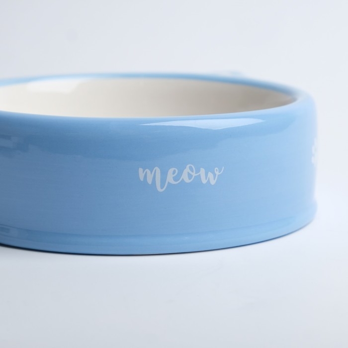 Миска керамическая  Миска керамическая "Голова кота 4" 150 мл, 12,5 x 4 cм, голубая/белая