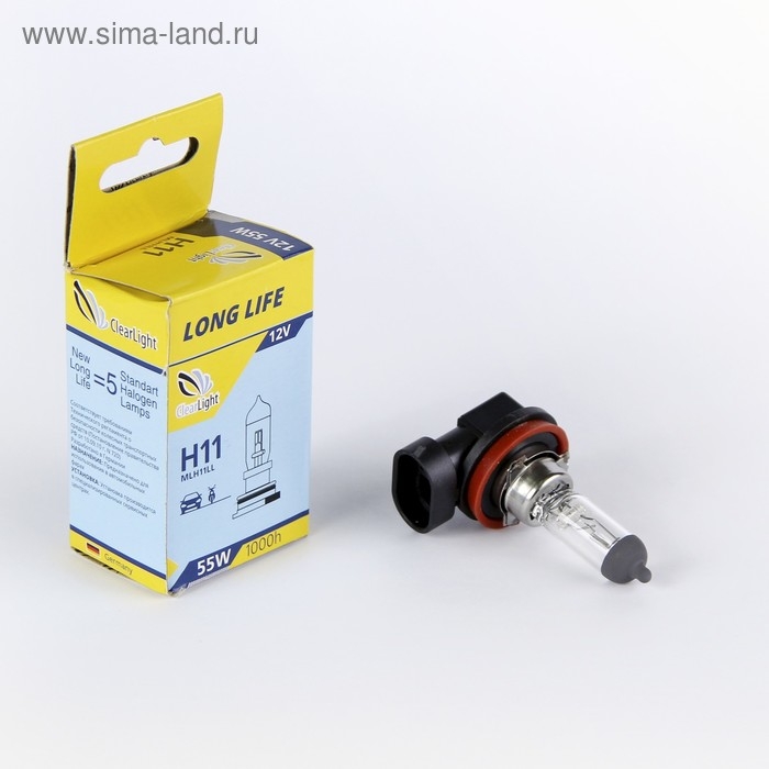 Лампа автомобильная Clearlight LongLife, H11, 12 В, 55 Вт Лампа автомобильная Clearlight LongLife, H11, 12 В, 55 Вт