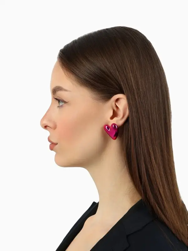 Серьги металл &laquo;Сердце&raquo;, с изгибом, розовые