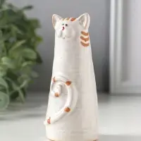 Фигурка керамика &laquo;Полосатый котик, хвост рогаликом&raquo;, 4.7&times;4.7&times;10.1 см