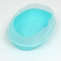 Туалет для кошек, 38&times;28&times;15 см, округлый, с бортиком и совком, синий