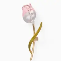 Брошь &laquo;Цветок&raquo; тюльпан пионовидный, цвет бело-розовый в золоте