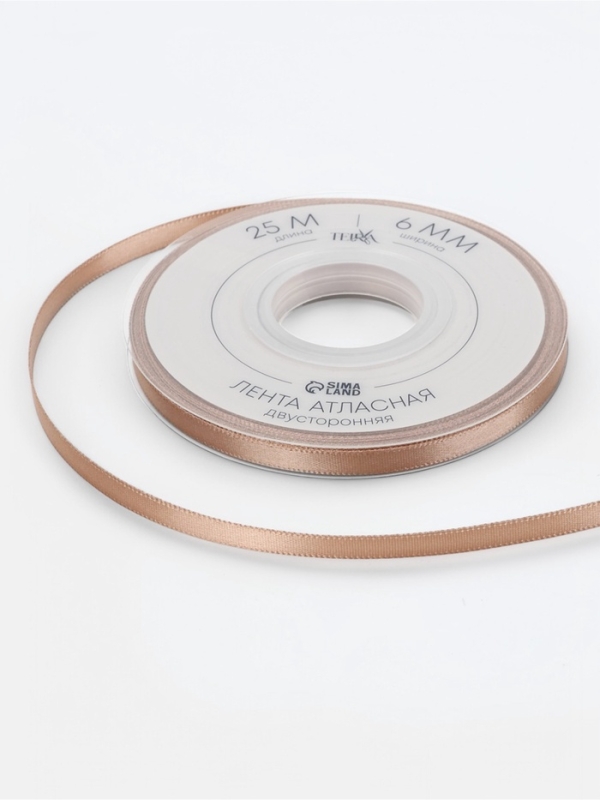 Лента атласная двухсторонняя №812 6мм*25±1м телесный TR