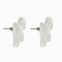 Серьги пластик "Бантик" перламутровый, цвет белый радужный