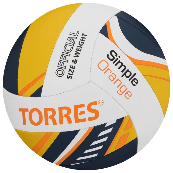 Волейбольный мяч TORRES Simple Orange, V323125, клееный, 18 панелей, р. 5, TPU