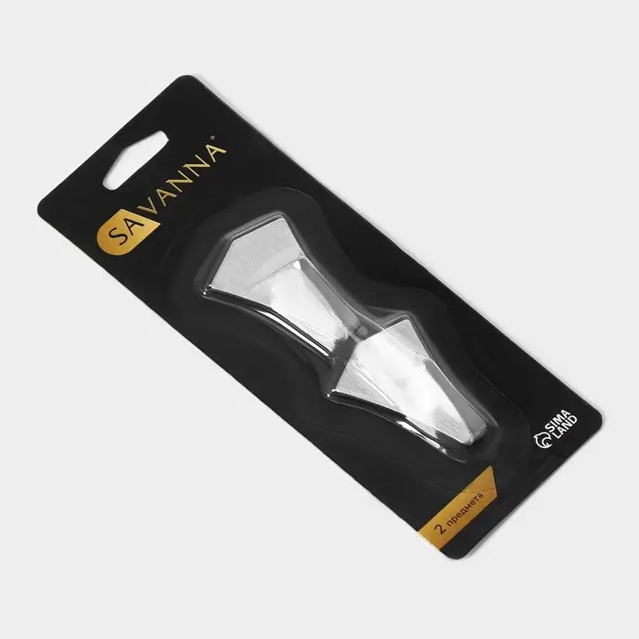 Крючки самоклеящиеся SAVANNA «Кристалл», 2 шт., металл, 4.4×3×2 см, хромированные