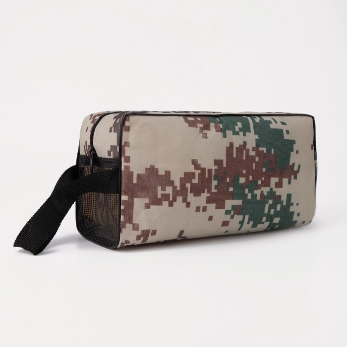 Косметичка дорожная на молнии, с ручкой, цвет бежевый/камуфляж Косметичка дорожная на молнии, с ручкой, цвет бежевый/камуфляж