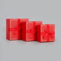 Набор подарочных коробок 3 в 1, с бантом, 19&times;19&times;9.5 см, 17&times;17&times;8 см, 15&times;15&times;6.5 см