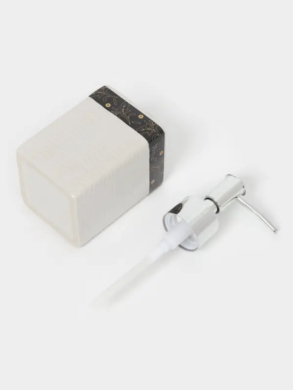 Аксессуары для ванной &laquo;Золотой лист&raquo;, 4 предмета: дозатор 250 мл, мыльница, 2 стакана, белые