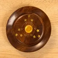 Подставка под благовония круглая "Звёзды" 12,5х12,5х2 см, дерево шишам