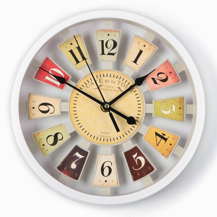 Часы настенные, серия: Интерьер, дискретный ход, d-25 см, АА , белые Часы настенные, серия: Интерьер, дискретный ход, d-25 см, АА , белые