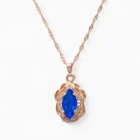 Гарнитур 3 предмета: серьги, кулон, кольцо безразмерное &laquo;Эдель&raquo;, ажурный овал, син в золоте, 45 см