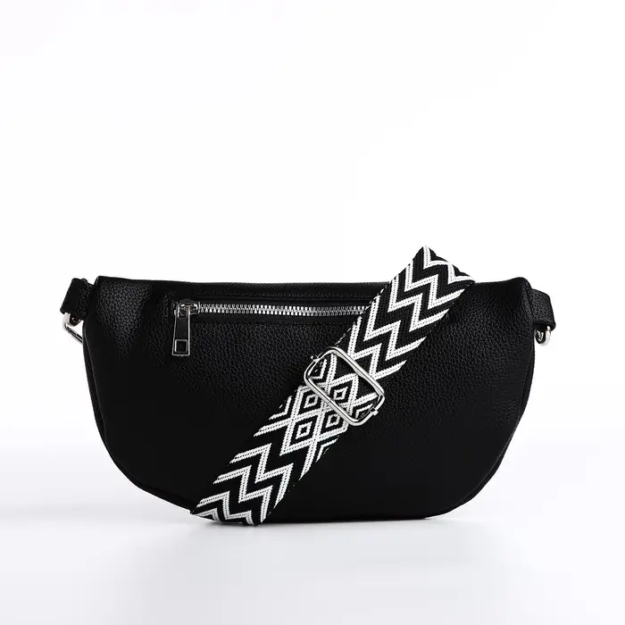 Сумка женская кросс-боди на молнии, 26&times;10&times;16 см, чёрная