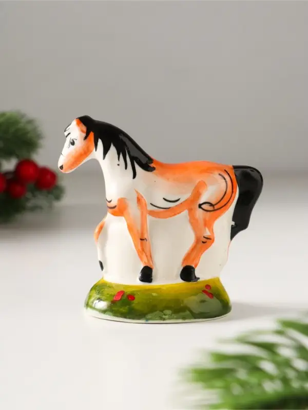 Сувенир Лошадь Зорька, 7х7х3,5 см, гжель,цвет Сувенир Лошадь Зорька, 7х7х3,5 см, гжель,цвет
