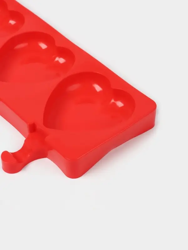 Форма для мороженого &laquo;Сердца&raquo;, силикон, 37&times;15&times;2.5 см, 4 ячейки (9.2&times;8.4 см), МИКС
