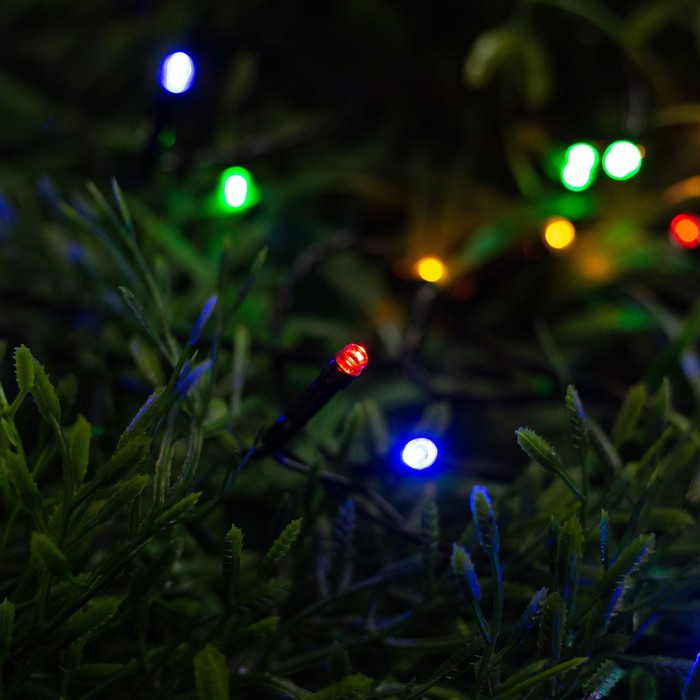 Гирлянда «Нить» 5 м, IP44, тёмная нить, 50 LED, свечение мульти, 2 режима, солнечная батарея Гирлянда «Нить» 5 м, IP44, тёмная нить, 50 LED, свечение мульти, 2 режима, солнечная батарея