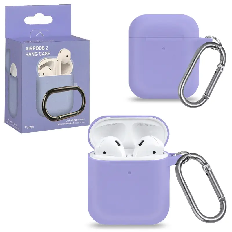 Чехол для AirPods 1/2 с карабином №7 Purple