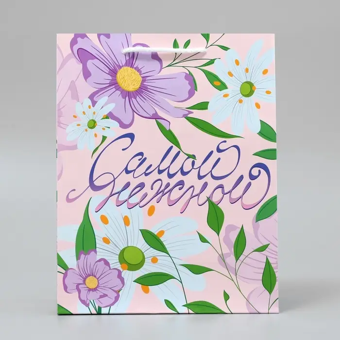 Пакет подарочный ламинированный, упаковка, «Самой нежной», MS 18 х 23 х 8 см Пакет подарочный ламинированный, упаковка, «Самой нежной», MS 18 х 23 х 8 см